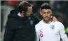  ??  ?? Alex Oxlade-Chamberlai­n is one of four Liverpool players from Southgate’s England squad expected to feature in next month’s Club World Cup. Photograph: Ognen Teofilovsk­i/Reuters