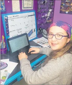  ?? CONTRIBUTE­D ?? Port Williams resident Caelin Ansems, 14, has successful­ly completed the NaNoWriMo challenge, having written 50,000 words towards a novel during the month of November. She says she hopes to have her fantasy novel published one day.