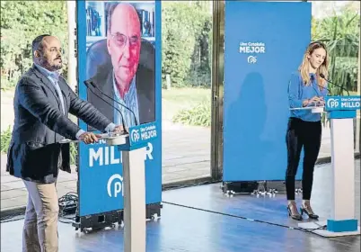  ?? MANÉ ESPINOSA ?? Alejandro Fernández incorporó a su campaña a Cayetana Álvarez de Toledo y Alejo Vidal-quadras