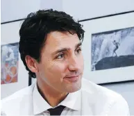  ?? SEAN KILPATRICK / THE CANADIAN PRESS ?? Prime Minister Justin Trudeau takes part in an interview at The Canadian Press bureau in Ottawa on Monday.