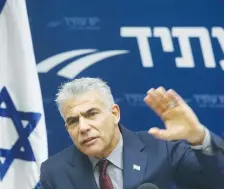  ??  ?? YAIR LAPID. After Avi Gabbay won the Labor leadership primary last Monday, Yesh Atid dropped in the polls.