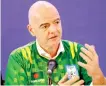  ?? AFP ?? FIFA President Gianni Infantino during a press conference in Dhaka on Thursday.