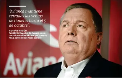  ?? FOTO COLPRENSA ?? Según Hernán Rincón, presidente de Avianca, cada día de paro le cuesta a la aerolínea US$2,5 millones. Mintrabajo sigue mediando para que se levante paro de pilotos de Acdac.