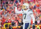  ?? REED HOFFMAN/ASSOCIATED PRESS FILE ?? Quarterbac­k Philip Rivers played 16 years for the Chargers. Rivers, 38, will enter free agency and won’t return to Los Angeles for the upcoming season, the team announced.