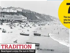  ??  ?? Beachgoers enjoy the sun in 1960