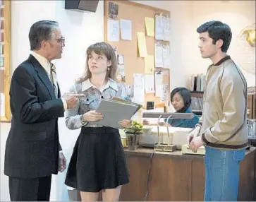  ?? Lisa Rose Hulu ?? TONY DANZA, at left with Jane Levy and Ian Nelson, plays real- life “Tonight” producer Fred de Cordova.