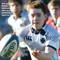  ??  ?? Not guilty: Paddy Jackson, who was acquitted yesterday, back in 2008