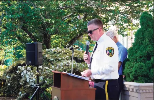  ?? Grace Duffield / Hearst Connecticu­t Media ?? New Canaan Police Chief Leon Krolikowsk­i spoke Wednesday about how he hopes to see more local legislator­s at future Police Commission meetings to discuss new laws, including one proposal that would require juvenile car thieves to wear GPS monitors.