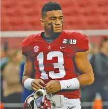  ?? AP PHOTO/CHRIS CARLSON ?? Alabama junior quarterbac­k Tua Tagovailoa is working with his third offensive coordinato­r in as many seasons with the Crimson Tide.