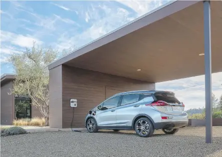  ??  ?? The 2017 Chevrolet Bolt EV offers 383 kilometres of range, so owners can expect to go beyond their average daily driving needs.