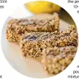  ??  ?? Dates and maple syrup add ‘sweetness’ to the date and almond muesli slice and and eliminate the need to add refined white sugar.