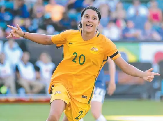  ?? Picture: GETTY IMAGES ?? Australia’s golden girl Sam Kerr comes from a family which is used to kicking goals.