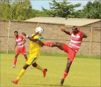  ?? PIC: LUSAKA DYNAMOS FACEBOOK ?? In action: Cooper’s Lusaka Dynamos (in red stripes) during a Super League encounter