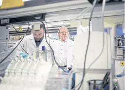  ??  ?? Dr James Allison, right, at his lab in the Anderson Cancer Center in Houston.