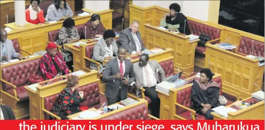  ?? Photo: Nampa ?? Taking a stand… Vipuakuje Muharukua (standing) during an earlier parliament­ary session.