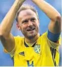  ??  ?? Andreas Granqvist playing for Sweden in the World Cup