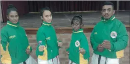  ??  ?? Phoenix karatekas competing in India (from left) Chantal Kumarasamy, Kevasha Mahabeer, Abigail Govender, and Himesh Sookoo.