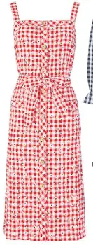  ??  ?? Gingham and daisies dress, £45, Joe Browns.