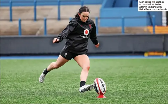  ?? ?? Sian Jones will start at scrum-half for Wales against England with Keira Bevan on the bench