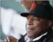  ?? ERIC RISBERG ?? In this 2010 file photo, Willie McCovey watches batting practice before Giants’ spring training game. McCovey, the sweet-swinging Hall of Famer nicknamed “Stretch” for his 6-foot-4 height and those long arms, died. He was 80.