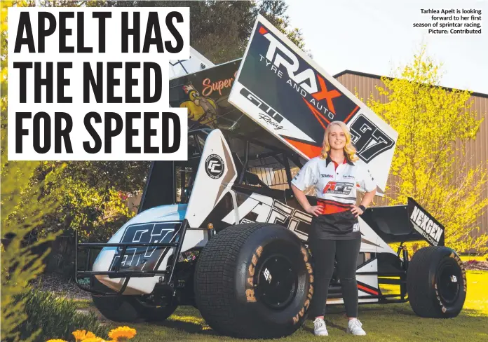  ?? Picture: Contribute­d ?? Tarhlea Apelt is looking forward to her first season of sprintcar racing.