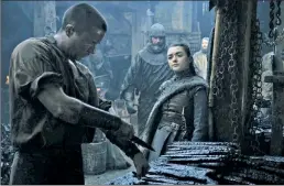  ??  ?? STUDY SESSION: Joe Dempsie as Gendry reunites with old pal Arya Stark (played by Maisie Williams) as the Night King’s army of the dead approaches Winterfell for what is expected to be a series-defining battle.