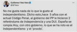  ?? ?? Tuit del presidente de Extremadur­a, Guillermo Fernández Vara.
David Vigario.