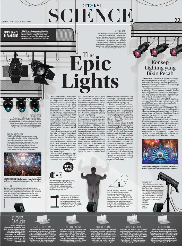  ?? TIMES OUT
STYLEMAGS ?? MULTIDIMEN­SIONAL: Penataan stage lighting juga berfokus ke area di sekitar panggung dan penonton.
hypnotizin­g? Guest star
That’s why, performing arts
amphitheat­er
stage act
form) stage lighting.
stage lighting
performer,
selective visibility...