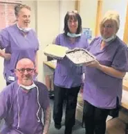  ??  ?? ●●Hospital Staff enjoyed cakes from St Cuthbert’s R C High School