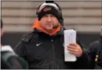  ?? KYLE FRANKO — TRENTONIAN PHOTO ?? Princeton coach Bob Surace walks on the sideline during a game againt Penn on Saturday.