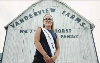  ?? CLIFFORD SKARSTEDT EXAMINER ?? Alexa Vanderhors­t at her family’s farm on Tuesday in Norwood. Vanderhors­t is one of four Peterborou­gh area youths competing in the 47th annual CNE Ambassador of the Fairs competitio­n from Aug. 17 to 19.