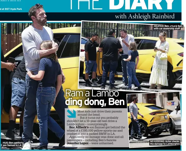  ?? ?? HUG: Ben comforts son Samuel in LA