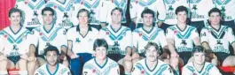  ?? Picture: ROGERSWEBS­ITE.COM ?? Gary Belcher, Mal Meninga and Wayne Bennett (second row, from left) in the 1985 Souths premiershi­p team.