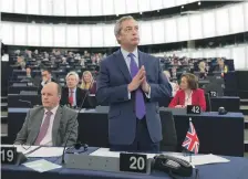  ?? Bloomberg ?? Nigel Farage at the European Parliament in Strasbourg, France, last year, where other members shunned him