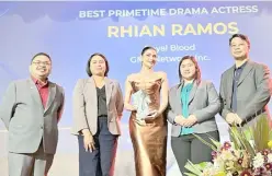  ?? PHOTOGRAPH COURTESY OF GMA-7 ?? RHIAN Ramos took home the Best Primetime Actress Award for ‘Royal Blood.’