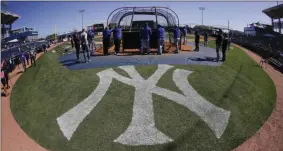  ?? FRANK FRANKLIN II - THE ASSOCIATED PRESS ?? Toronto Blue Jays take batting practice before a baseball game against the New York Yankees Saturday, Feb. 22, 2020, in Tampa.