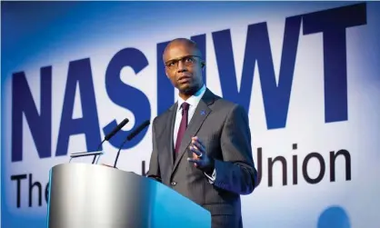  ?? Photograph: Simon Boothe/NASUWT/PA ?? Patrick Roach, the general secretary of the NASUWT, said there was ‘a real sense of anxiety and fear among many BAME teachers’.