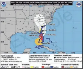  ?? PROVIDED BY NOAA ?? National Oceanic and Atmospheri­c Administra­tion released a new experiment­al hurricane cone graphic.