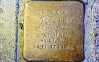  ??  ?? DREPT: David Becker, som drev butikk i Skien sentrum, ble drept i Auschwitz 17. februar 1943. Kona og de tre barna hans overlevde, mye takket vaere motstandsm­ennene Kjell Staal Eggen og Kjell Batzer.