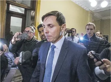  ?? ERNEST DOROSZUK / TORONTO SUN / POSTMEDIA NETWORK ?? Patrick Brown resigned as leader of the Ontario PC party Thursday, just hours after he proclaimed his innocence regarding sexual misconduct allegation­s at an impromptu news conference at Queen’s Park in Toronto.