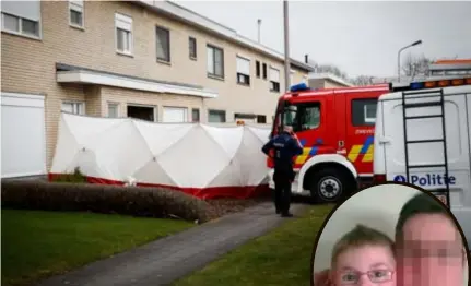  ?? FOTO'S BELGA, RR ?? De hulpdienst­en troffen de overleden jongen aan in dit huis in Zwevegem. Door de immense puinhoop kregen ze met moeite de voordeur open. Rechts: Ferre met zijn moeder.