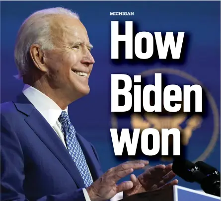  ?? CAROLYN KASTER — THE ASSOCIATED PRESS ?? President-elect Joe Biden speaks Monday at The Queen theater in Wilmington, Del.