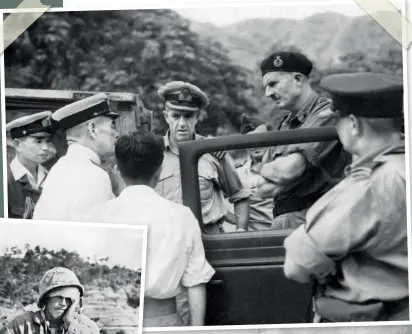  ??  ?? TOP Gen. Festing giving instructio­ns to Japanese Admiral Vijita, who is responsibl­e for the good behaviour of his men in Kowloon Camp, Hong Kong. With the General is Capt. Eccles, R.N. interprete­r. October 1945.