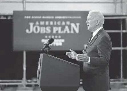  ?? EVAN VUCCI/ AP ?? President Joe Biden delivers a speech on infrastruc­ture on March 31 in Pittsburgh.