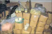  ?? HT PHOTO ?? Boxes of adulterate­d butter and other adulterant­s seized from a food store at Model Town in Chheharta on Tuesday.