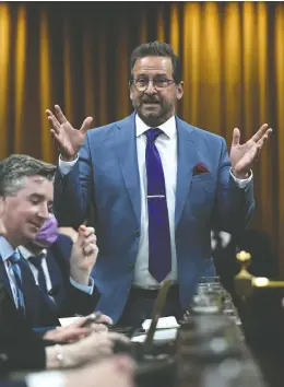  ?? JUSTIN TANG / THE CANADIAN PRESS ?? Bloc Québécois Leader Yves-françois Blanchet rises during question period in the House of Commons in Ottawa on Wednesday.