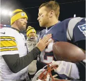  ?? BOSTON GLOBE VIA GETTY ?? Ben Roethlisbe­rger, left, and Tom Brady are two of the longest-tenured quarterbac­ks in the NFL.