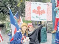  ?? PHOTO BY CANADA FOR TRUMP/FACEBOOK ?? One poster on the Canada for Trump Facebook page — identifyin­g herself only as “Yisrael Canada” — said she had travelled to Texas to rally for the president, and posted photograph­s of a woman at a Trump rally holding a Canadian-flag sign.