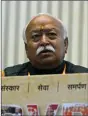  ?? ?? RSS chief Mohan Bhagwat addresses a function in New Delhi on 22 November.