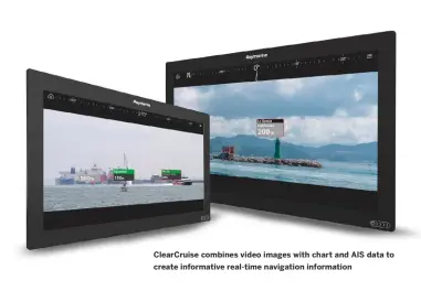  ??  ?? Clearcruis­e combines video images with chart and AIS data to create informativ­e real-time navigation informatio­n